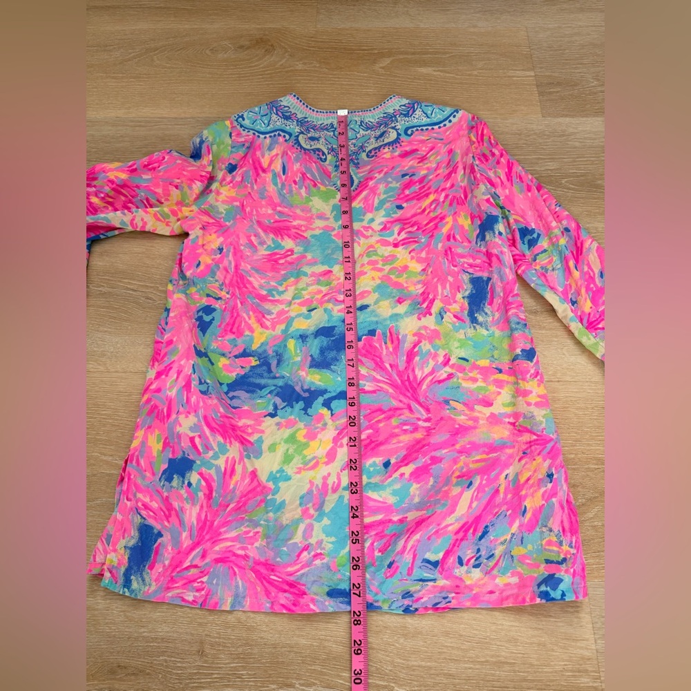 RARE Lilly Pulitzer 100% Silk Renato Tunic Palm Beach Coral Sample S - Picture 6 of 8